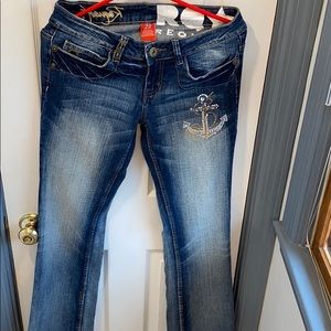 Request Straight Cut Jeans With Studs & Spandex